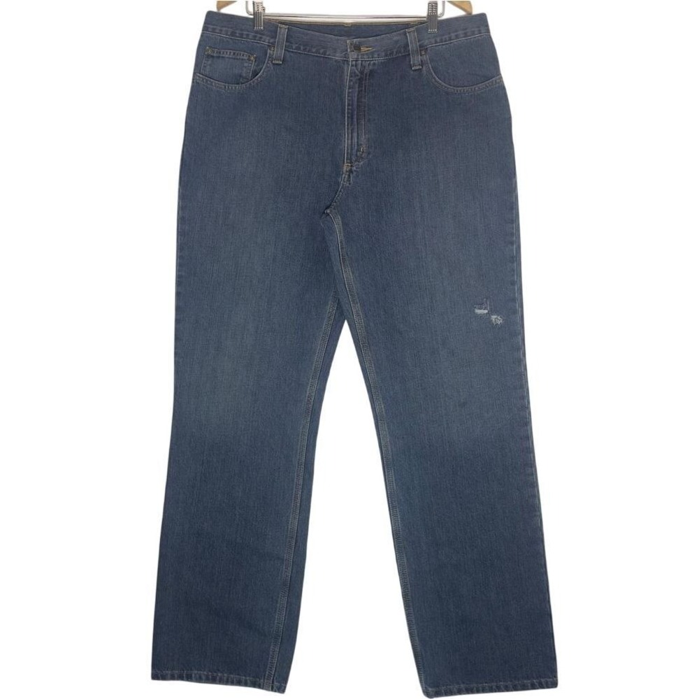 Carhartt Relaxed Fit Jeans Mens 38x34 Denim Pants Workwear Distressed Blue